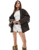 ASOS DESIGN premium suede tassel jacket in dark chocolate