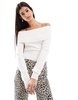 Bershka bardot knitted sweater in ecru