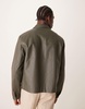 ASOS DESIGN faux leather cropped harrington jacket in khaki