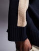 ASOS DESIGN super oversized crew neck sweater with arm stripe detailing in navy