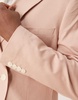 ASOS DESIGN double breasted slim suit jacket with linen in dusty pink