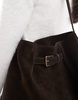 ASOS DESIGN suede buckle detail tote bag in chocolate