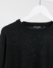 Brave Soul Petite grunge crew neck sweater in black