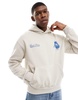 Bershka back graphic Hotel Llaves hoodie in ecru