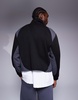 ASOS DESIGN oversized dropped shoulder boxy funnel neck sweatshirt in with nylon panels in black