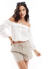 ASOS DESIGN off shoulder blouson sleeve top in cream