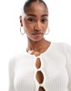 Brave Soul ribbed knit button down cardigan in cream