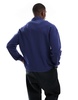 Another Influence textured interlock button detail rugby shirt in navy