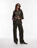 AllSaints Charli satin straight leg pants in leopard print - part of a set