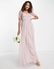 Anaya Bridesmaid puff sleeve maxi dress in muted blush