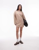 Topshop knit fluffy crew oversized dress in oat