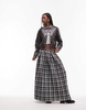 Topshop faux leather cropped button thru patch pocket bomber jacket in washed black
