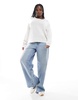 Brave Soul Plus crew neck sweater in white