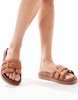 ALDO Wylalaendar padded footbed sandals in medium brown leather