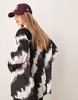 ASOS DESIGN plisse relaxed shirt in mono print - part of a set