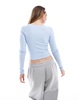 Bershka v-neck long sleeve tee in baby blue