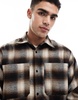 Bershka plaid washed shirt in brown