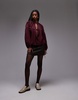 Topshop soft touch tie front top in burgundy