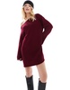 Miss Selfridge off-the-shoulder slouchy knit mini dress in burgundy