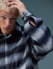 ASOS DESIGN boxy oversized shirt in navy brushed check