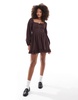 Miss Selfridge broderie corset mini dress in choc