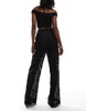 ASOS DESIGN lace wide leg pants in black
