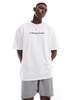 ASOS DESIGN pajama set with lifestyle goals slogan in white