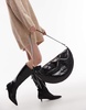 AllSaints half moon leather large crossbody bag in black