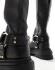 AllSaints Jade leather harness biker boots in black