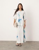 ASOS EDITION premium heavy weight textured jersey column maxi skirt in blurred print - part of a set