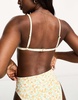 Billabong Aint She Sweet triangle bikini top in white ditsy print