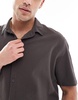 Bershka plisse shirt in charcoal - part of a set