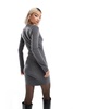 Bershka knitted polo mini dress in gray
