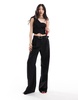Bershka one shoulder tailored vest in black