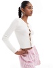 Brave Soul ribbed knit button down cardigan in cream