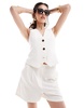 ASOS DESIGN tailored linen pleated shorts in white