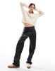Brave Soul v-neck polo sweater in cream