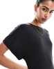 & Other Stories luxe jersey midi dress with boat neck and thigh slit in black