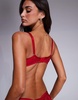 Ann Summers Caged Rose flower embroidered non padded balcony bra in red