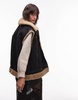 Topshop suede shearling vest in black