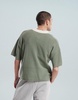 ASOS DESIGN relaxed boxy fit knitted polo with 3/4 length sleeves in sage green