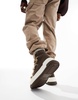 ASOS DESIGN lace up hiker boots in tan with borg