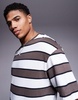 ADPT oversized stripe T-shirt in brown/cream