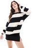 ONLY drop shoulder stripe sweater in black & white