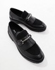 ASOS DESIGN chunky loafers in black with faux fur