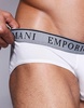 Emporio Armani bodywear 2 pack brief with logo waistband in black and white