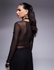 ASOS DESIGN long sleeve top with ruched halterneck detail in black