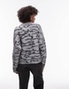 Topshop knit fluffy relaxed ultimate sweater in gray pattern