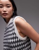 ARKET alpaca blend knitted tank vest in black and white diamond check jacquard