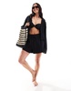 ASOS DESIGN cotton beach shorts in black - part of a set